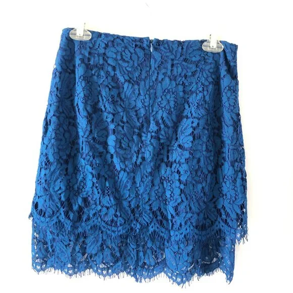 Lulus Live For the Night Women's Navy Blue Lace Skirt Size L Pencile - Picture 6 of 11